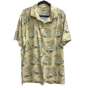 Sosik Golf Polo Cart Print Short-Sleeve Shirt XL Novelty Casual Stretch